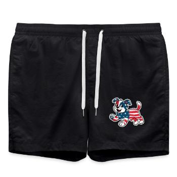 Hund in den Farben der amerikanischen Flagge 2026 - Badeshorts - Schwarz - Vorne - AI Model Male 185 light (185cm)