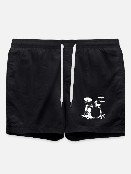 Drum Set Drawing - Swim Trunks - black