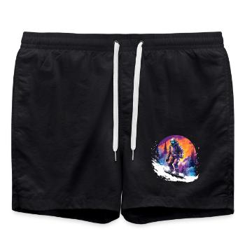 Snowboarding 80s - Swim Trunks - black - Front - AI Model Male 185 light (185cm)