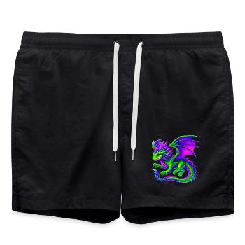 Drache - Badeshorts - Schwarz - Vorne - AI Model Male 185 light (185cm)