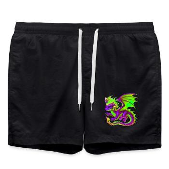 Drache - Badeshorts - Schwarz - Vorne - AI Model Male 185 light (185cm)