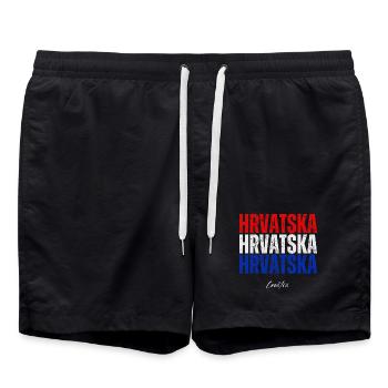 Drapeau croate, fierté croate - Short de bain - noir - Devant - AI Model Male 185 light (185cm)