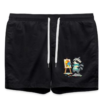 Creative raccoon for art lovers young and old - Swim Trunks - black - Front - AI Model Male 185 light (185cm)