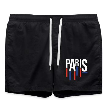 Typographie de Paris avec accents de drapeau - Short de bain - noir - Devant - AI Model Male 185 light (185cm)