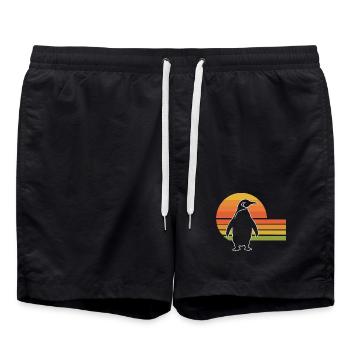 Silhouette de pingouin au coucher du soleil - Short de bain - noir - Devant - AI Model Male 185 light (185cm)