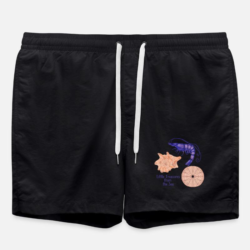 Sea Shells and Shrimp Design - Swim Trunks - black
