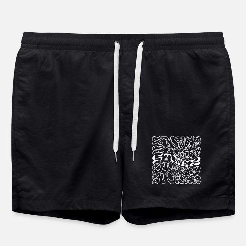 Stoner Rock Typography Design - Swim Trunks - black
