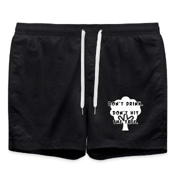 Humorvolles Baummotiv mit Spruch - Badeshorts - Schwarz - Vorne - AI Model Male 185 light (185cm)