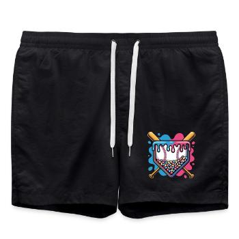 Baseball Home Plate Jelly Beans Zuckerguss - Badeshorts - Schwarz - Vorne - AI Model Male 185 light (185cm)