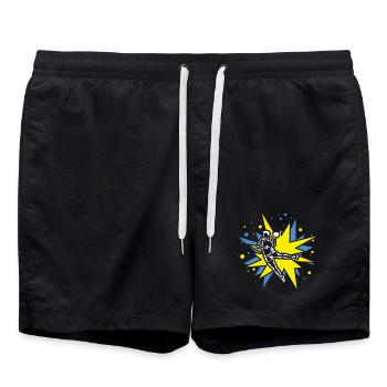 Handball Design im Comic-Explosionen - Badeshorts - Schwarz - Vorne - AI Model Male 185 light (185cm)