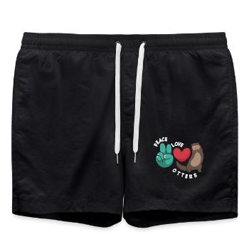 Seeotter Cartoon Frieden Liebe - Badeshorts - Schwarz - Vorne - AI Model Male 185 light (185cm)