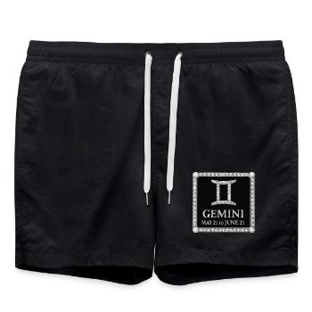 Signe du zodiaque Gémeaux - Short de bain - noir - Devant - AI Model Male 185 light (185cm)