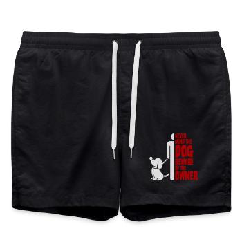 Never Mind Dog Beware Owner Warning Dogs Humor - Swim Trunks - black - Front - AI Model Male 185 light (185cm)