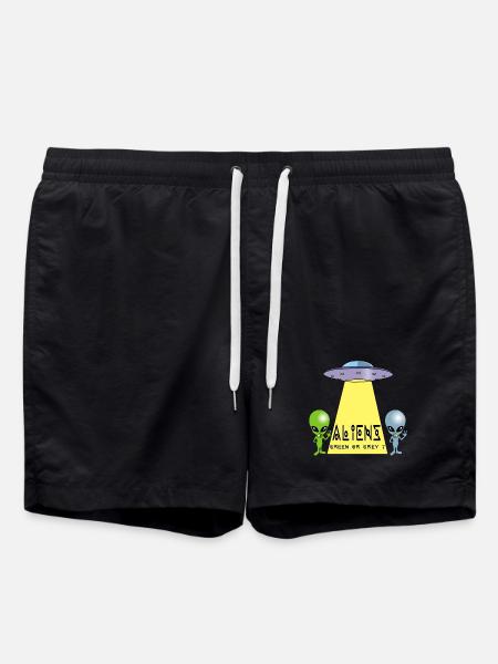 Grün oder grau außerirdisch? - Badeshorts - Schwarz