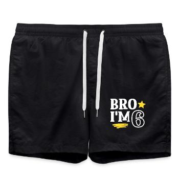 Frère j’ai 6 ans Drôle Cool Anniversaire - Short de bain - noir - Devant - AI Model Male 185 light (185cm)