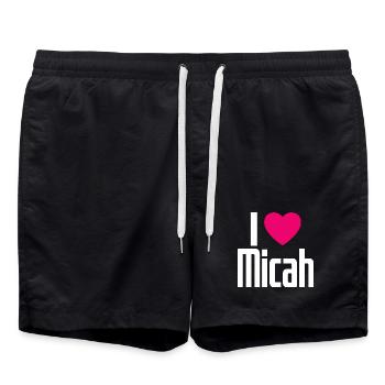 J’aime Micah Pink Heart J’aime Micah - Short de bain - noir - Devant - AI Model Male 185 light (185cm)