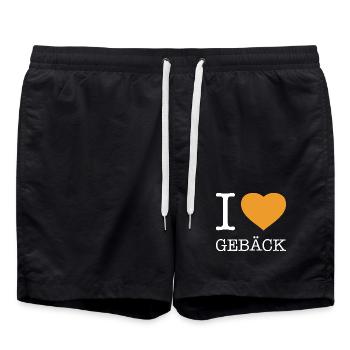 I love Gebäck - Badeshorts - Schwarz - Vorne - AI Model Male 185 light (185cm)