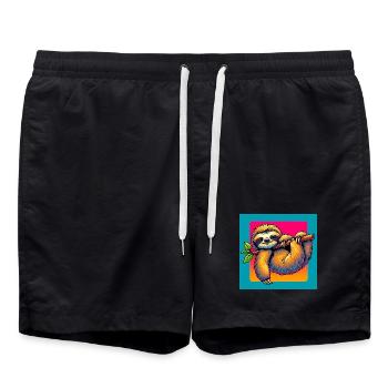 Faultier - Badeshorts - Schwarz - Vorne - AI Model Male 185 light (185cm)