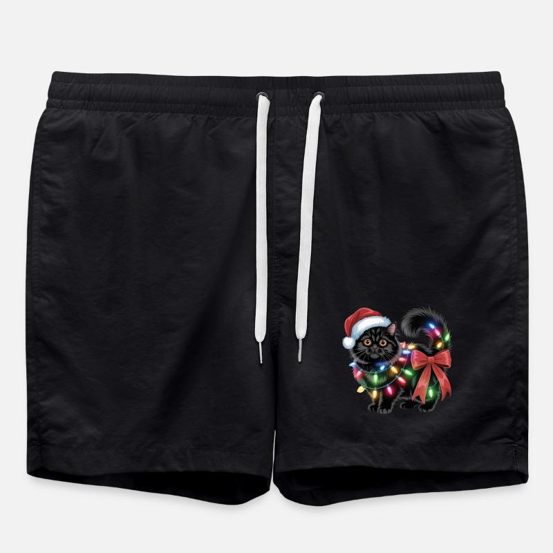 Weihnachten Katze  - Badeshorts - Schwarz