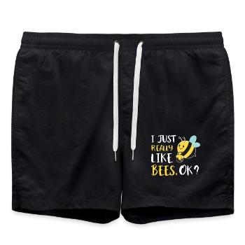 Fan de dessins animés Abeilles Mignonnes - Short de bain - noir - Devant - AI Model Male 185 light (185cm)
