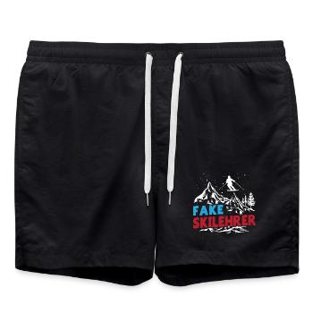 Ski Instructor FAKE SKI INSTRUCTOR Skiing Funny - Swim Trunks - black - Front - AI Model Male 185 light (185cm)