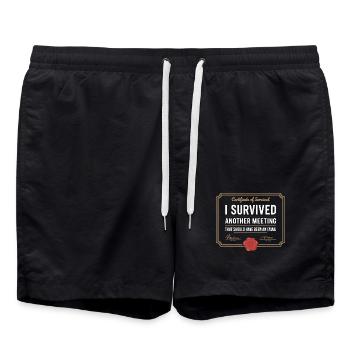 J’ai survécu à une autre réunion Email Home Office Office - Short de bain - noir - Devant - AI Model Male 185 light (185cm)