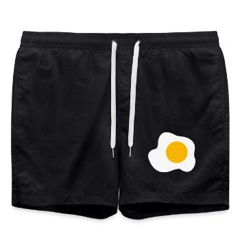 Humour graphique du petit-déjeuner aux œufs au plat - Short de bain - noir - Devant - AI Model Male 185 light (185cm)