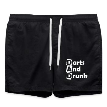 Dart,Darts and Drunk Weiß - Badeshorts - Schwarz - Vorne - AI Model Male 185 light (185cm)