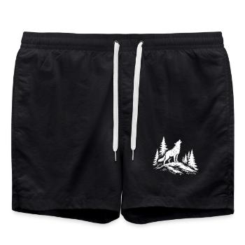 Loup Puissant et Nature - Short de bain - noir - Devant - AI Model Male 185 light (185cm)