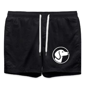 Dackel Logo – minimalistisches Hunde Emblem - Badeshorts - Schwarz - Vorne - AI Model Male 185 light (185cm)