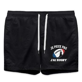 I can't I have rugby - Swim Trunks - black - Front - AI Model Male 185 light (185cm)