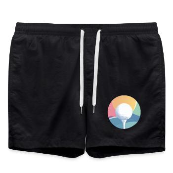 Golfball im bunten Farbkreis dezentes Golf Motiv - Badeshorts - Schwarz - Vorne - AI Model Male 185 light (185cm)