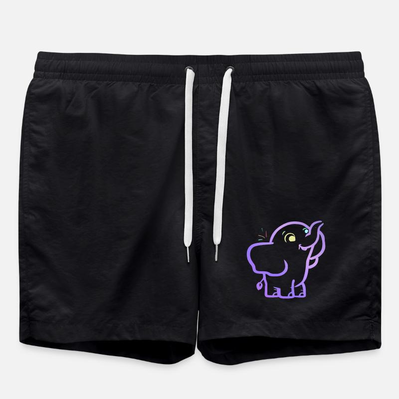 Éléphant outline violet joyeux - Short de bain - noir