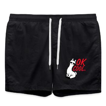 OK Cool Lama Sonnenbrille Sitzend Lustig Frech - Badeshorts - Schwarz - Vorne - AI Model Male 185 light (185cm)