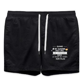 tablier de cuisine humoristique - Short de bain - noir - Devant - AI Model Male 185 light (185cm)
