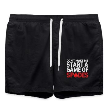 Kartenspiel Pik Pikass Spielkarte - Badeshorts - Schwarz - Vorne - AI Model Male 185 light (185cm)