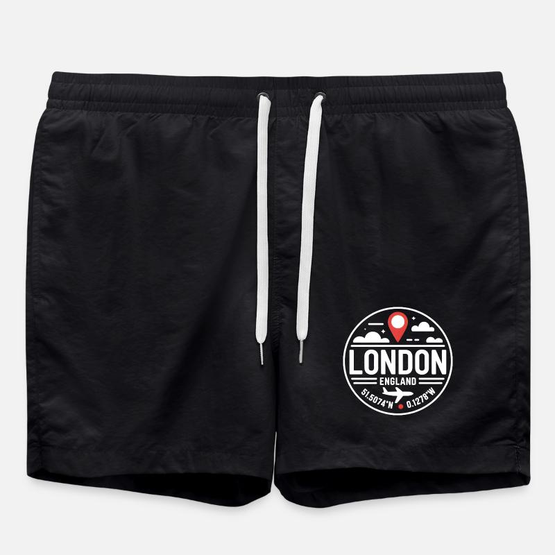 Motif de voyage des coordonnées anglaises de Londres - Short de bain - noir