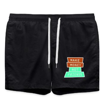 Gagne de l’argent, pas des amis, slogan Slogan - Short de bain - noir - Devant - AI Model Male 185 light (185cm)