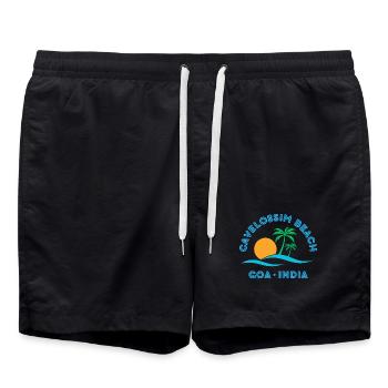Goa Beach Sonnenuntergangspalmen - Badeshorts - Schwarz - Vorne - AI Model Male 185 light (185cm)