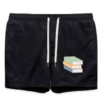 Pile de livres aux couleurs pastel - Short de bain - noir - Devant - AI Model Male 185 light (185cm)