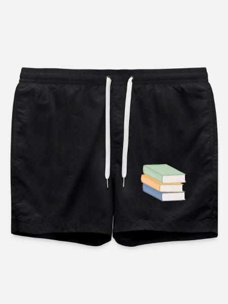 Pastellfarbiger Bücherstapel - Badeshorts - Schwarz