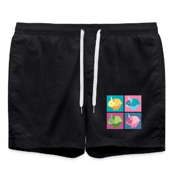Ensemble de blocs de couleur Pop Art Rabbit - Short de bain - noir - Devant - AI Model Male 185 light (185cm)