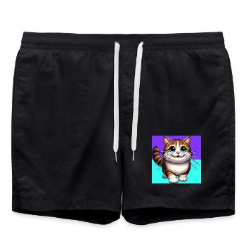 cat - Swim Trunks - black - Front - AI Model Male 185 light (185cm)