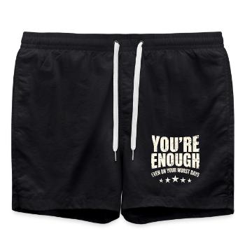 Vous êtes assez – Message quotidien courageux - Short de bain - noir - Devant - AI Model Male 185 light (185cm)