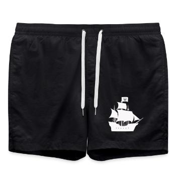 Pirate Ship Silhouette - Swim Trunks - black - Front - AI Model Male 185 light (185cm)