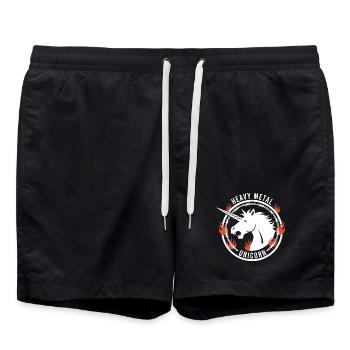 Licorne Heavy Metal - Einhorn Rock - Short de bain - noir - Devant - AI Model Male 185 light (185cm)