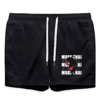 Boxe thaïlandaise kickboxer kickboxing Muay thaï - Short de bain - noir - Devant - AI Model Male 185 light (185cm)