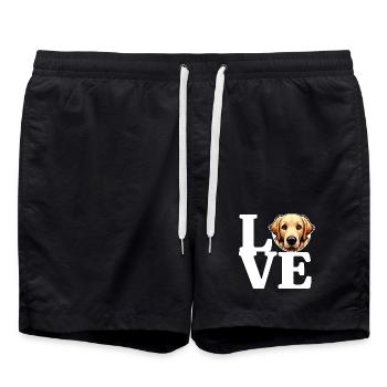 LOVE Golden Retriever Dog Dog Lover Funny - Swim Trunks - black - Front - AI Model Male 185 light (185cm)