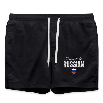 Proud Russian, made in Russia - Swim Trunks - black - Front - AI Model Male 185 light (185cm)