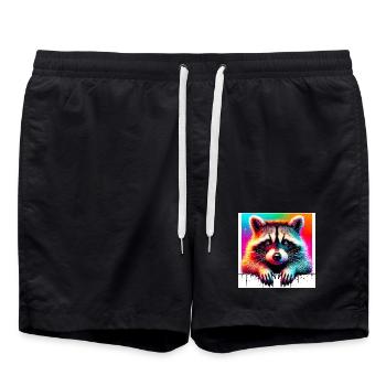 Waschbär - Badeshorts - Schwarz - Vorne - AI Model Male 185 light (185cm)